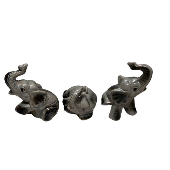 Set Of 3 Vintage Ceramic Elephant Figurines Made in Brazil - Picture 6 of 7